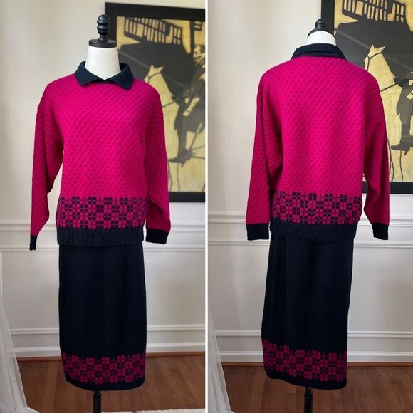 Vintage 80s Boundary Waters Sweater Skirt Set M - Picture 2 of 11